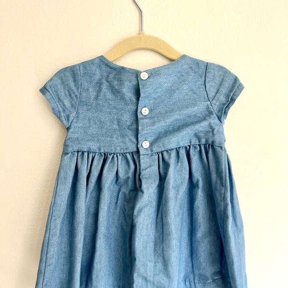 La Petit Soleils Bubble Sleeve Denim Smocked Dress - Picture 2 of 4